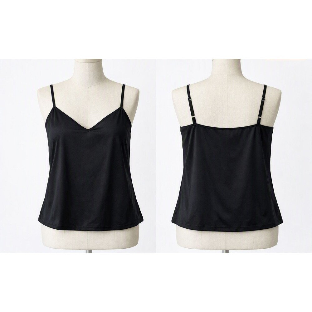 Signature Collection Womens  Black Cami XL Adjustable Straps Jersey Y2K